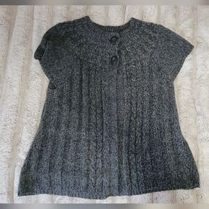 1X Soma Dark Heather Short Cap Sleeved Sweater w/2 Buttons, Super Soft